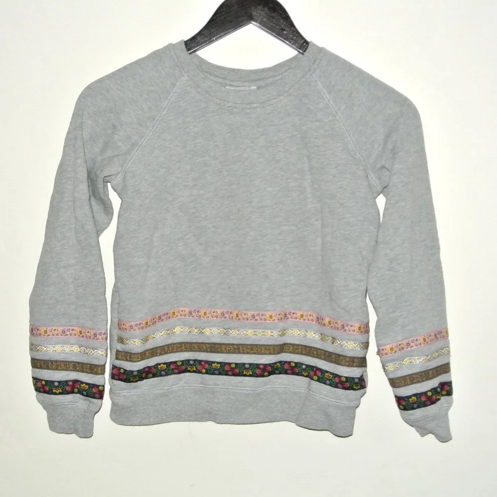 Hanna Andersson Grey‎ Ribbon Floral Trim Sweatshirt